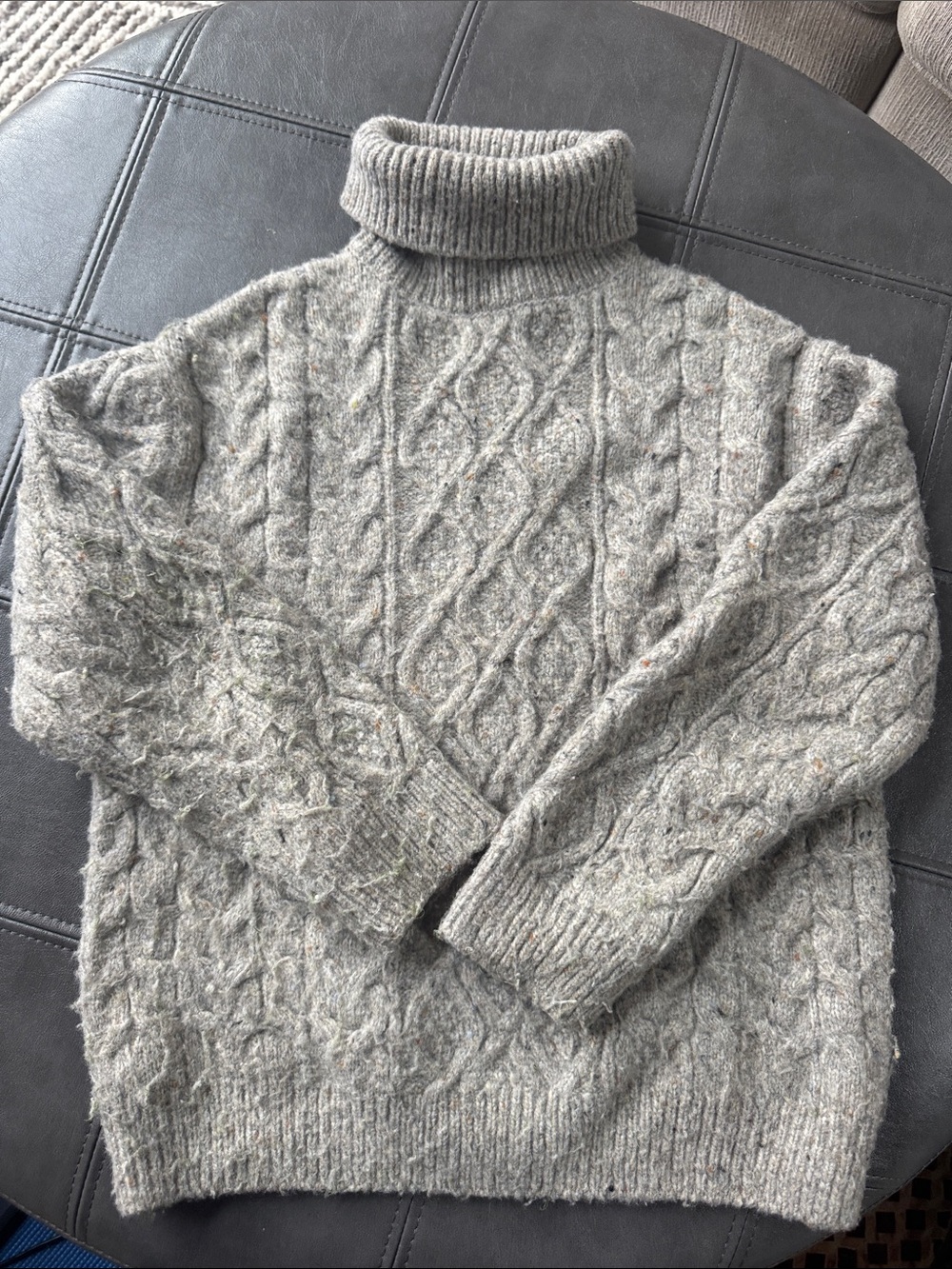 Zara Gray Cable Knit Turtleneck Sweater